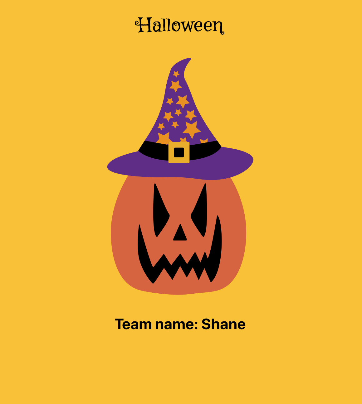 Screenshot showing the page players see, with a pumpkin in the middle that acts as a buzzer.